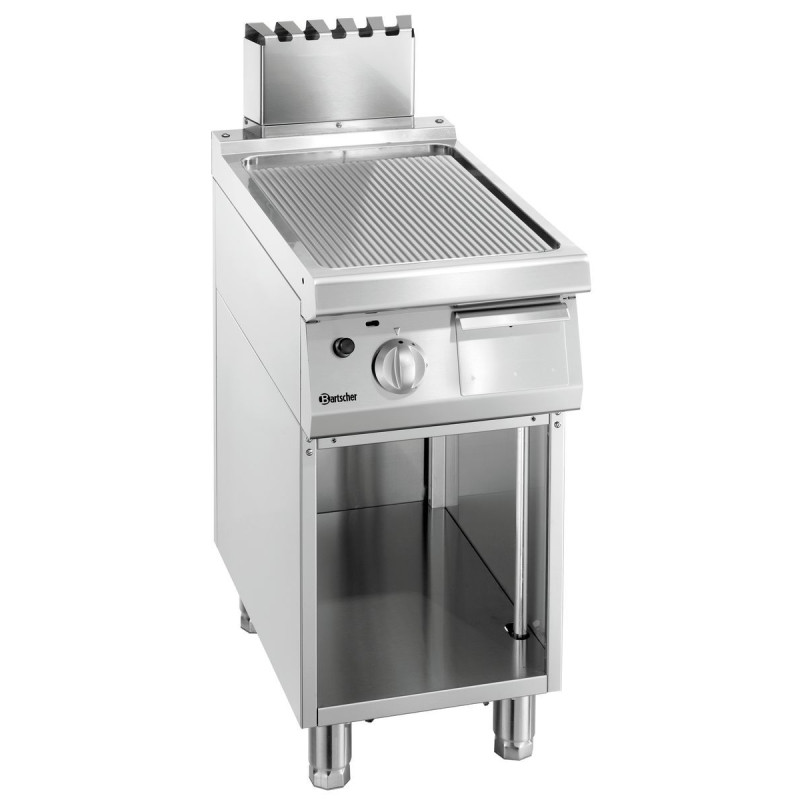 Plaatgrill met geribbeld oppervlak Breedte 400 mm - Gas