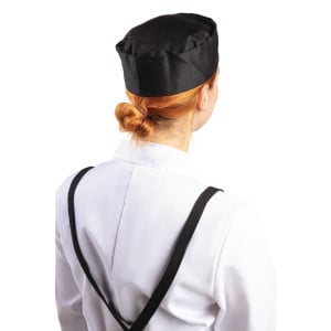 Calot de Cuisine Noir en Polycoton - Taille L 61 cm - Whites Chefs Clothing - Fourniresto