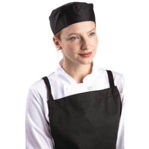 Kochmütze Schwarz aus Polycotton - Größe M 58,4 cm - Whites Chefs Clothing - Fourniresto