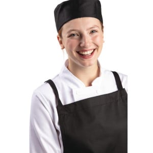 Calot de Cuisine Noir en Polycoton - Taille M 58,4 cm - Whites Chefs Clothing - Fourniresto