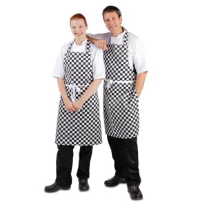 Latzschürze mit schwarz-weißem Karomuster 970 x 710 mm - Whites Chefs Clothing - Fourniresto