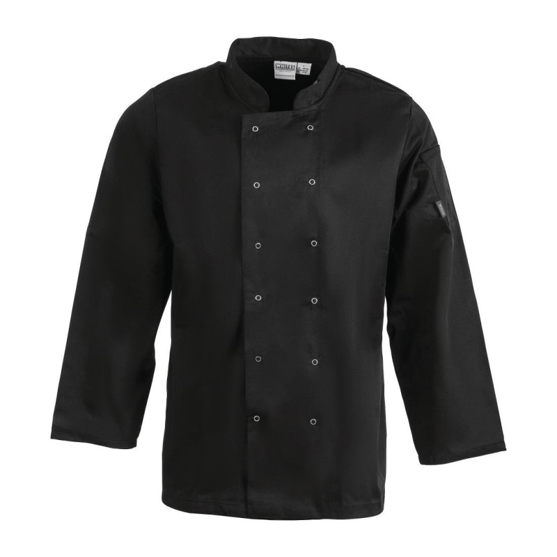 Zwarte unisex koksbuis met lange mouwen Vegas - Maat L - Whites Chefs Clothing - Fourniresto