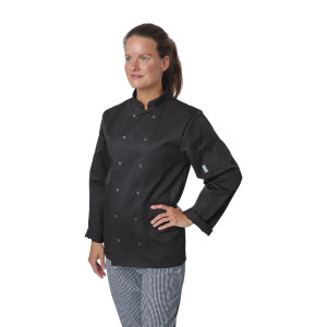 Zwarte unisex koksbuis met lange mouwen Vegas - Maat M - Whites Chefs Clothing - Fourniresto