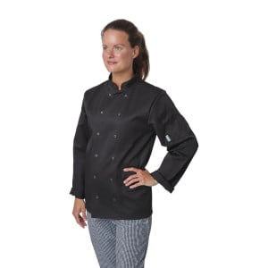 Schwarze Unisex-Kochjacke mit langen Ärmeln Vegas - Größe M - Whites Chefs Clothing - Fourniresto