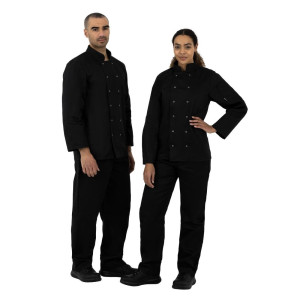 Zwarte unisex koksbuis met lange mouwen Vegas - Maat M - Whites Chefs Clothing - Fourniresto