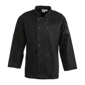 Unisex Black Long Sleeve Vegas Kitchen Jacket - Size Xs - Whites Chefs Clothing - Fourniresto