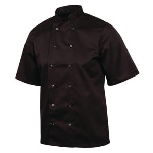 Zwarte unisex korte mouwen Vegas koksbuis - Maat M - Whites Chefs Clothing - Fourniresto