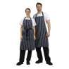 Schürze Latz Ohne Tasche Gestreift Marineblau Und Weiß 965 X 710 Mm - Whites Chefs Clothing - Fourniresto