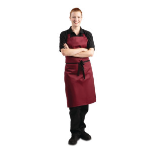 Schort Bordeaux met kruisband van polycotton 710 x 970 mm - Whites Chefs Clothing - Fourniresto