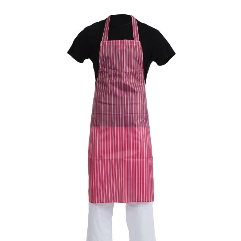 Schort met waterafstotende strepen in rood en wit 1016 x 711 mm - Whites Chefs Clothing - Fourniresto