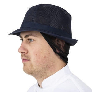 Hoed Trilby Marineblauw met netstof - Maat L 590 mm - FourniResto - Fourniresto