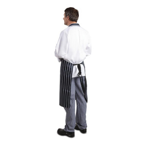 Schürze Latz Extra Lang Ohne Tasche Gestreift Marineblau Und Weiß - Whites Chefs Clothing - Fourniresto