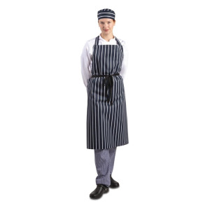 Schort Bavette Extra Lang Zonder Zak Gestreept Marineblauw En Wit - Whites Chefs Clothing - Fourniresto