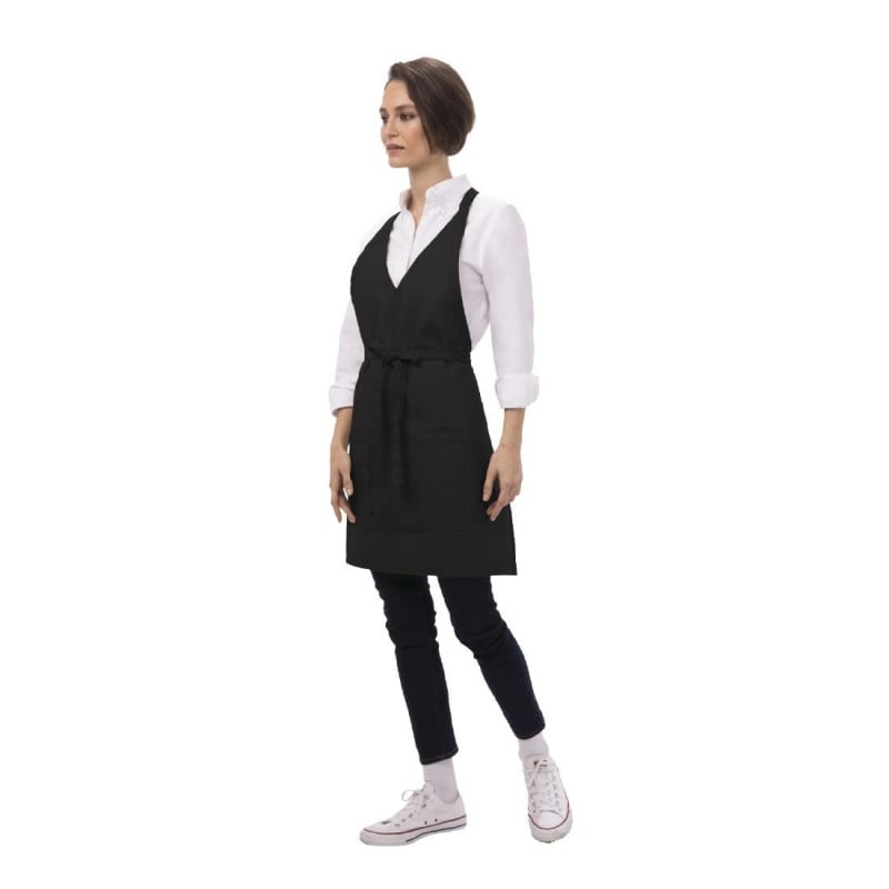 Schürze Latzschürze Tuxedo Schwarz aus Polycotton 698 x 838 mm - Chef Works - Fourniresto