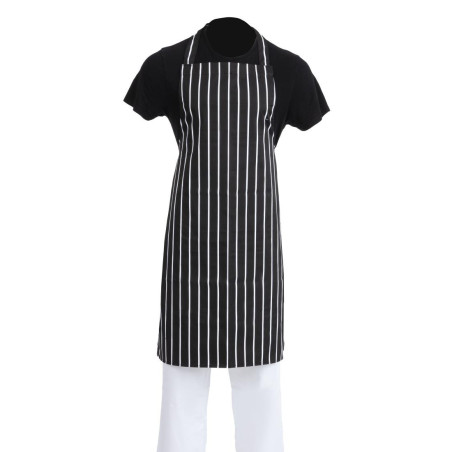 Schort Gestreept Zwart En Wit 760 X 970 Mm - Whites Chefs Clothing - Fourniresto