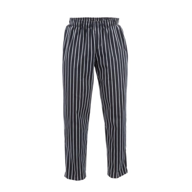 Broek voor de keuken unisex baggy gestreept zwart en wit - Maat L - Chef Works - Fourniresto