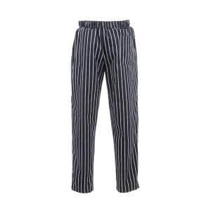 Broek voor de keuken unisex baggy gestreept zwart en wit - Maat L - Chef Works - Fourniresto