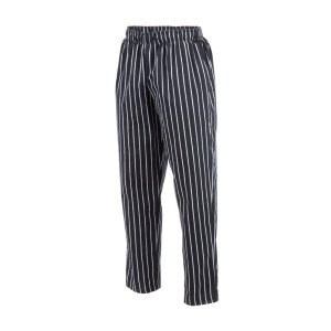 Mixed Black and White Striped Baggy Kitchen Pants - Size S - Chef Works - Fourniresto