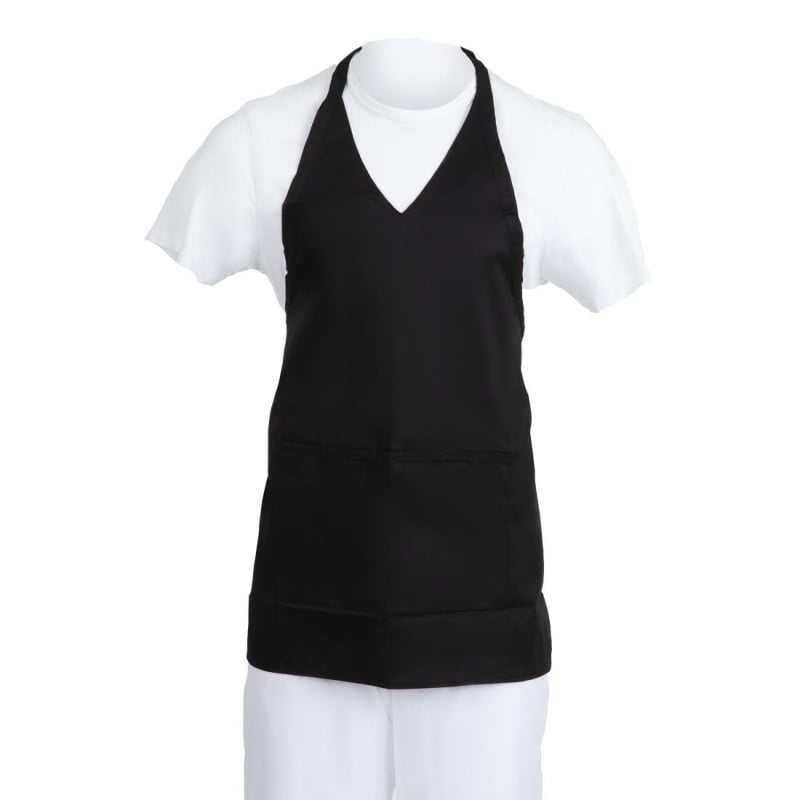 Kellnerschürze mit V-Ausschnitt in Schwarz aus Polycotton 838 x 698 mm - Whites Chefs Clothing - Fourniresto