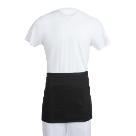 Schort voor Kort Zwart Polycotton 373 x 750 mm - Whites Chefs Clothing - Fourniresto