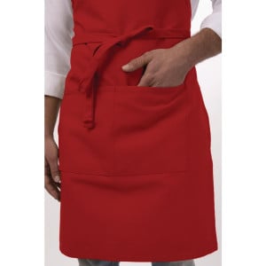 Bib Apron With Adjustable Neck Strap And Double Pocket Red 610 X 860 Mm - Chef Works - Fourniresto