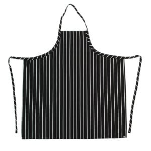 Premium Woven Bib Apron with Black and White Stripes - Chef Works - Fourniresto