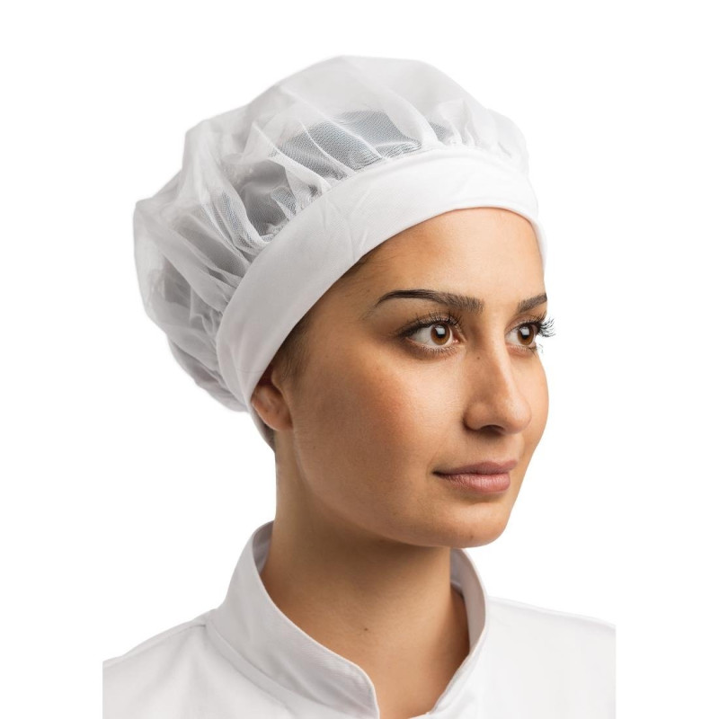 Comfortabele witte koksmuts van nylon - One size fits all - Whites Chefs Clothing - Fourniresto