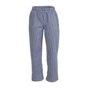 Unisex Vegas Blue and White Checkered Kitchen Pants - Size M - Whites Chefs Clothing - Fourniresto