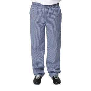 Unisex Vegas Blue and White Checkered Kitchen Pants - Size M - Whites Chefs Clothing - Fourniresto