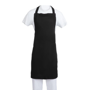 Black Bib Apron in Polycotton 900 x 1040 mm - Whites Chefs Clothing - Fourniresto