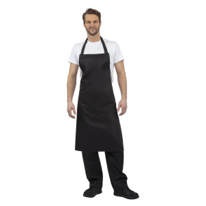 Black Bib Apron in Polycotton 900 x 1040 mm - Whites Chefs Clothing - Fourniresto