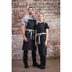 Schort Bavette Denim Zwart Southside van Polycotton 700 x 1000 mm - Whites Chefs Clothing - Fourniresto