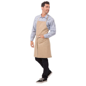 Beige Urban Dorset Cotton Bib Apron 762 x 863 mm - Chef Works - Fourniresto