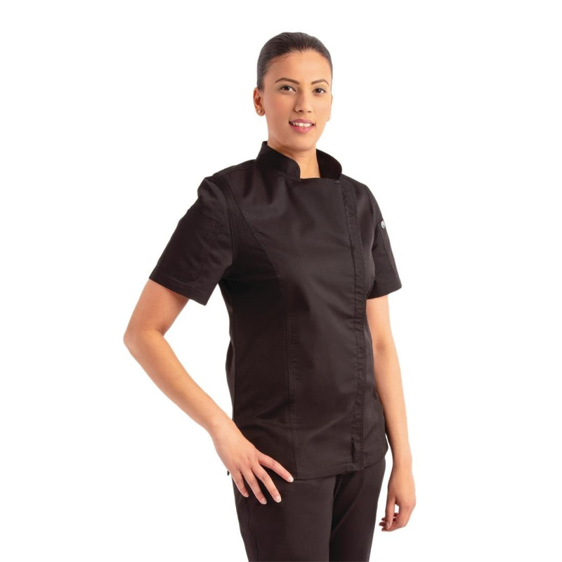 Schwarze Damen-Küchenjacke mit Reißverschluss von Springfield - Größe XXL - Chef Works - Fourniresto Schwarze Damen-Küchenjacke mit Reißverschluss von Springfield - Größe XXL - Chef Works - Fourniresto