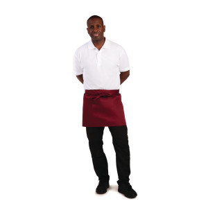 Kurze Kellnerschürze Bordeaux aus Polycotton 373 x 750 mm - Whites Chefs Clothing - Fourniresto