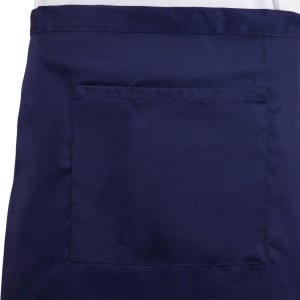 Short Navy Blue Polycotton Server Apron 373 x 750 mm - Whites Chefs Clothing - Fourniresto