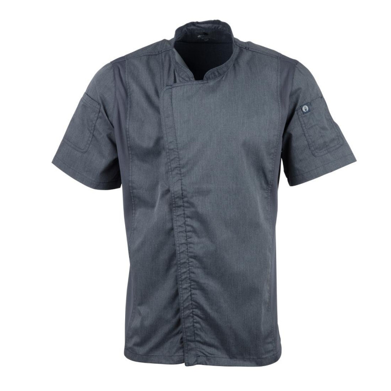Unisex Kurzarm-Kochjacke mit Reißverschluss in Tintenblau - Größe XS - Chef Works - Fourniresto Unisex Kurzarm-Kochjacke mit Reißverschluss in Tintenblau - Größe XS - Chef Works - Fourniresto