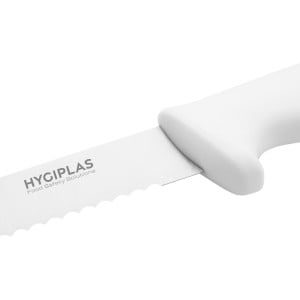 White Serrated Blade Slicing Knife 25.5 cm - Hygiplas - Fourniresto