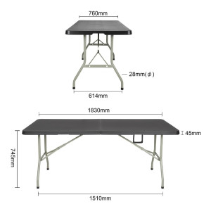 Opvouwbare zwarte tafel in het midden 180 cm - Bolero - Fourniresto