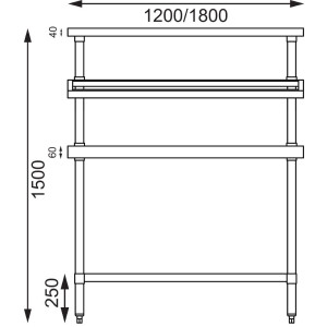 Grote RVS voorbereidingstafel met GN-bakkensteun 1800 x 600 mm - Vogue - Fourniresto