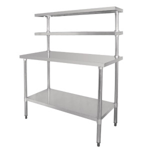 Stainless Steel Table With 2 Upper Shelves 1800 X 600 Mm - Vogue - Fourniresto