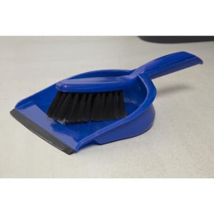 Soft Bristle Brush and Blue Dustpan - Jantex - Fourniresto