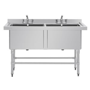 Double Sink with Backsplash 2 X 100 L 1410 X 600 Mm - Vogue - Fourniresto