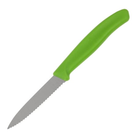 Groen Officemes met gekarteld lemmet van 8 cm - Victorinox - Fourniresto