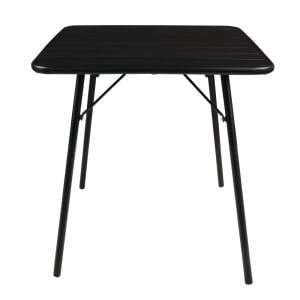 Black Square Steel Slatted Table 700 x 700 mm - Bolero - Fourniresto