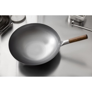 Wok mit halbkugelförmigem Boden aus Stahl Londonwok Ø 38 cm - FourniResto - Fourniresto