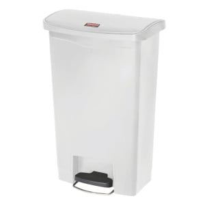 Prullenbak met pedaal aan de voorkant, breed Slim Jim StepOn, wit, 50L - Rubbermaid - Fourniresto