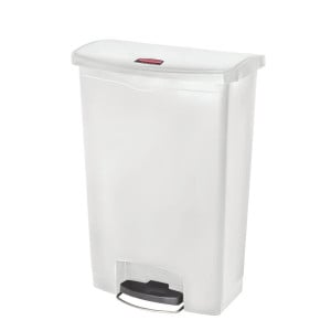 Prullenbak met pedaal aan de voorkant Large Slim Jim StepOn Wit 90L - Rubbermaid - Fourniresto