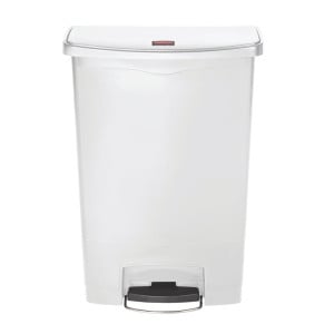 Frontal Large Slim Jim Step-On White 90L Pedal Bin - Rubbermaid - Fourniresto