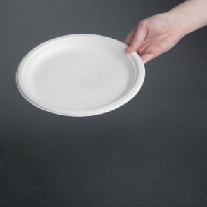 Bordjes van composteerbare bagasse 26 cm - Pak van 50 - Fiesta Green - Fourniresto